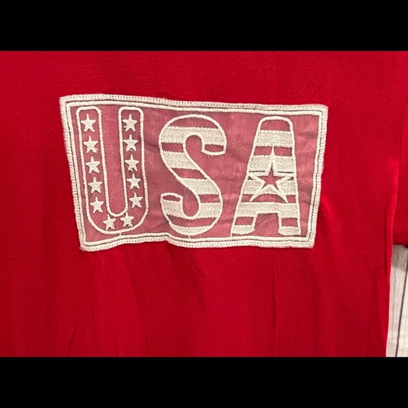 MISS CHIEVOUS short sleeve USA embroidered red -white t-shirt /size L - Picture 5 of 5